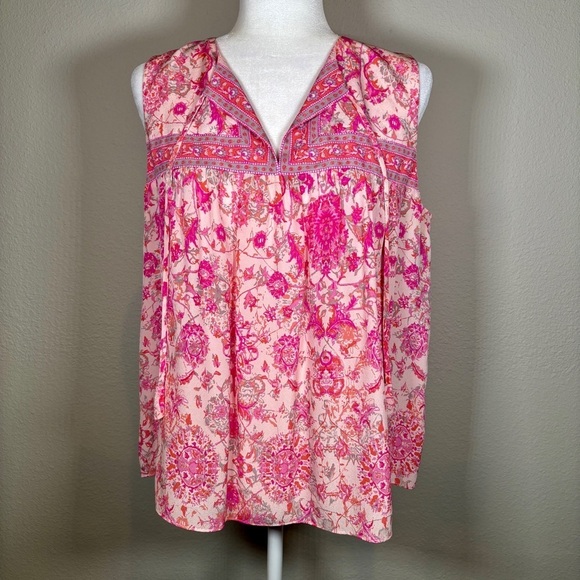 Rebecca Taylor Tops - Rebecca Taylor Pink Floral Silk Blouse Size 8